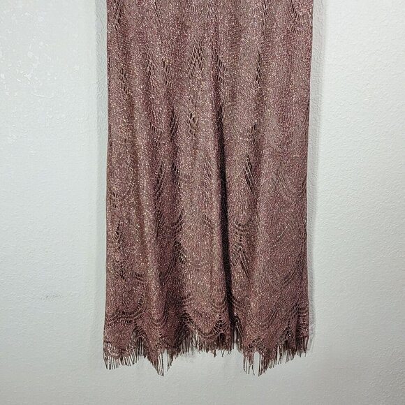 Dressbarn Cocktail Dress Size 12 Champaign Sleeveless Sheath Dress Fringe - Picture 5 of 10